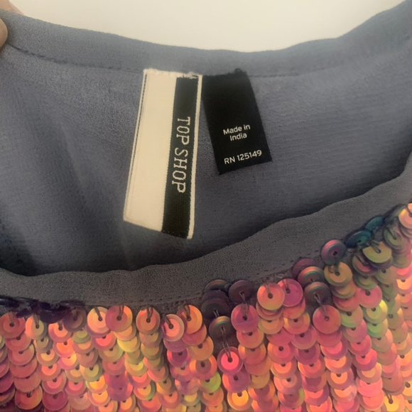 TOPSHOP Sequin Reflective Mini Skirt - Size 2 - Picture 2 of 6